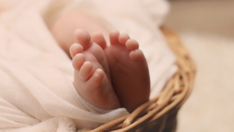 newborn baby feet basket